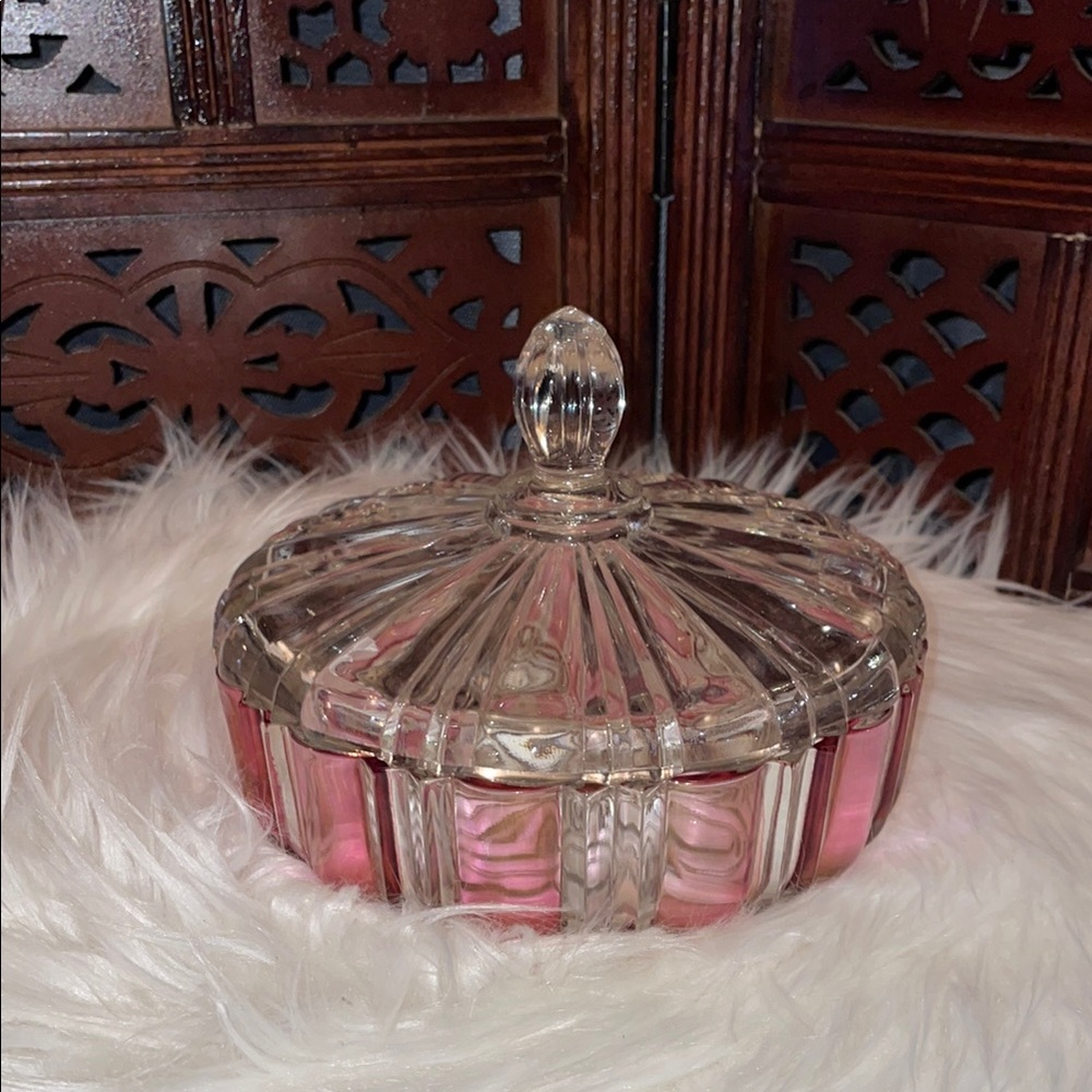 Vintage 1930’s-1960’s Anchor Hocking Pink Glass Lidded Candy Dish - Picture 1 of 5